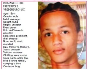 Missing Person Alert: Romano Cole Fredericks