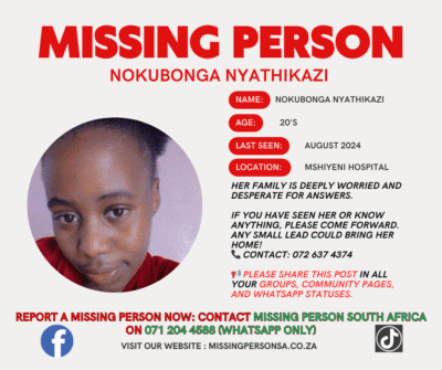 Nokubonga Nyathikazi missing person