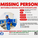 missing person poster Boitumelo Mohau Shaun Khoantlane