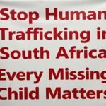 Banner image with text 'Stop Human Trafficking in South Africa' calling for awareness and protection of vulnerable people.
