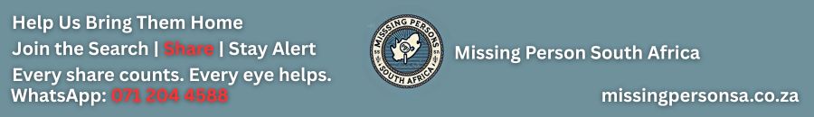 Missing uncle in Pretoria | Help Find Timothy Hlongwane (53) 4 Missing Person South Africa banner encouraging the public to join the search and share missing person alerts.