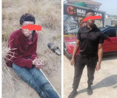 Collage of the two men arrested for the murder of their grandmother and brother in Gubhuza, St Faiths