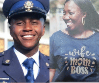 Collage of missing South African Police Service officers Hlalanathi Gwebityala from Mthatha and Sergeant Vuyiswa Nduna from Bloemfontein, both in uniform.