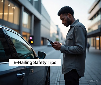 Ride-hailing car parked on a South African city street during daytime, representing safe urban commuting.