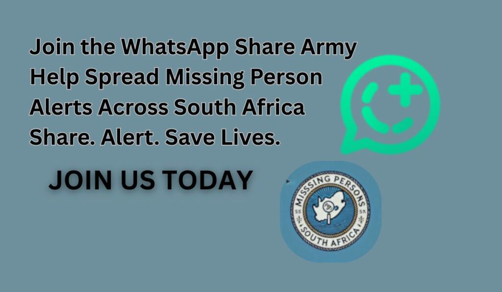 Join Our WhatsApp Network 3 Banner showing invitation to join the WhatsApp Share Army group to help spread missing person alerts