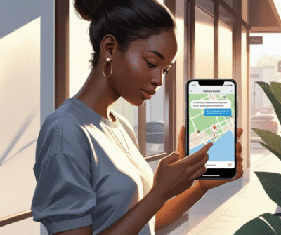 young women checking their phones and sharing their location to a trusted contact for safety.