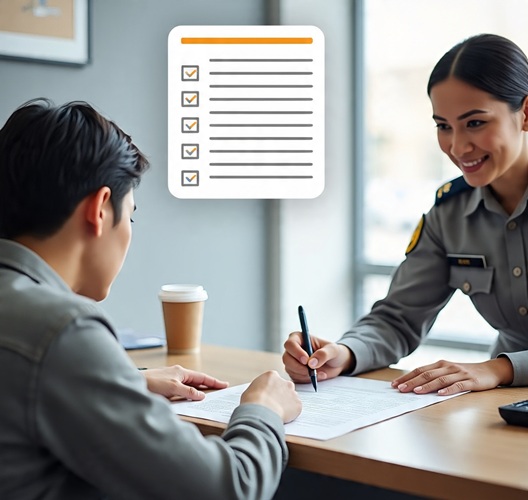 How to Report a Missing Person in South Africa 2 Individual filling a missing person report form at a SAPS police station.