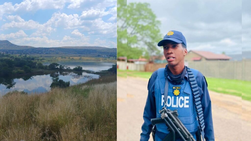 Aerial view of the dam in Phokeng where Constable Mota drowned