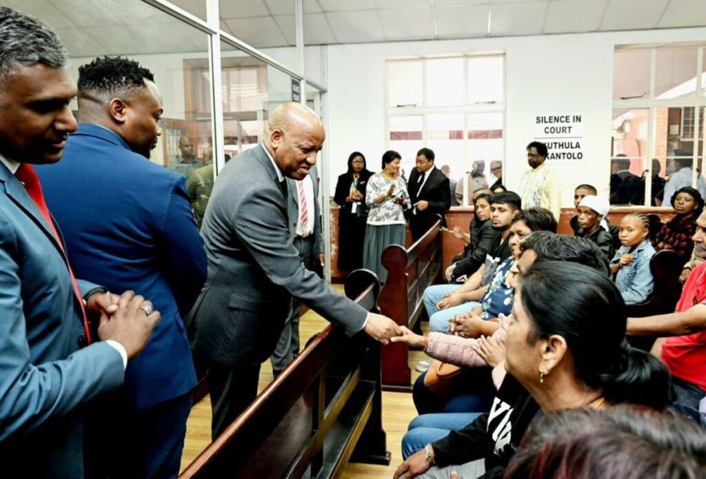 Thamsanqa Ntuli speaking at Monswamy family funeral or court proceedings in KwaZulu-Natal