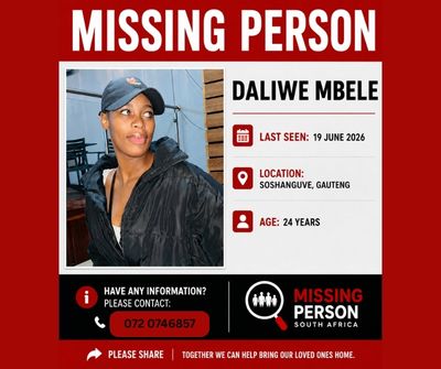 Daliwe Mbhele who is missing in Soshanguve Gauteng since 19 June 2026