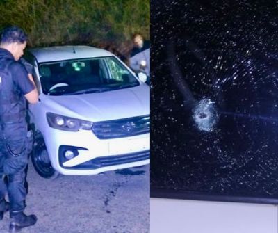 Bullet-damaged Toyota Rumion after gunmen ambushed an e-hailing vehicle in Ndwedwe KwaZulu-Natal
