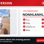 Missing person: Nonhlanhla Bodlani, last seen in Johannesburg, Gauteng.